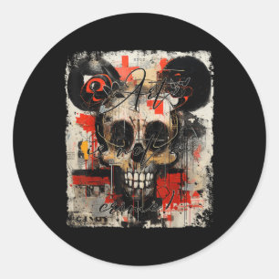 Pegatina Redonda Graffiti Ratón Cabeza Biker Skull Tattoo Horror Sk