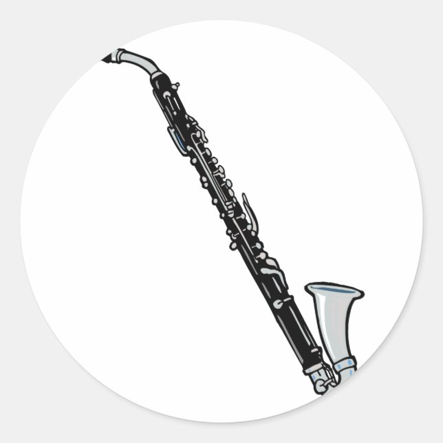 Pegatina Redonda Gráfica burda del Clarinet, sólo el Clarinet (Anverso)