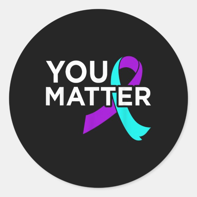 Pegatina Redonda Gráfica de ayuda para la toma de conciencia sobre  (Anverso)