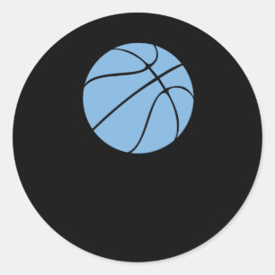 Pegatina Redonda Gráfica De Baloncesto Azul De Luz Azul De Carolina