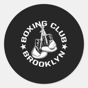 Pegatina Redonda Gráfica De Boxeo De Brooklyn Glove Club Para Un Bo