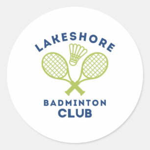 Pegatina Redonda Gráfica de corte del Club de Badminton Preppy Lake