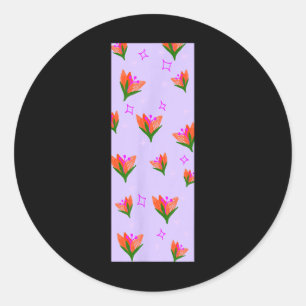 Pegatina Redonda Gráfica de esterilla de yoga con flores de luna Fl