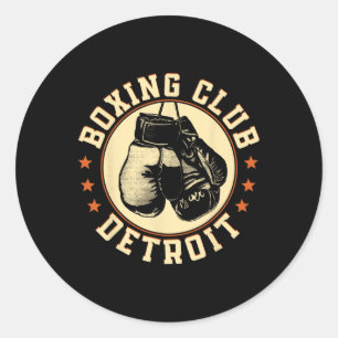 Pegatina Redonda Gráfica De Guantes De Detroit Del Club De Boxeo Pa