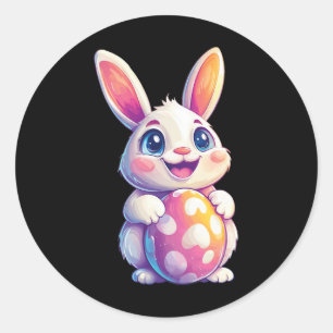 Pegatina Redonda Gráfica de huevo de pascua de conejo conejo de pas