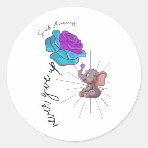 Pegatina Redonda Gráfica de la cinta elefante de la flor de concien
