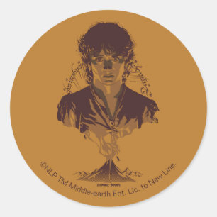 Pegatina Redonda Gráfica de la inscripción Tengwar de FRODO™ MOUNT 