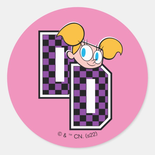 Pegatina Redonda Gráfica De Letras Atléticas Dee Dee (Anverso)