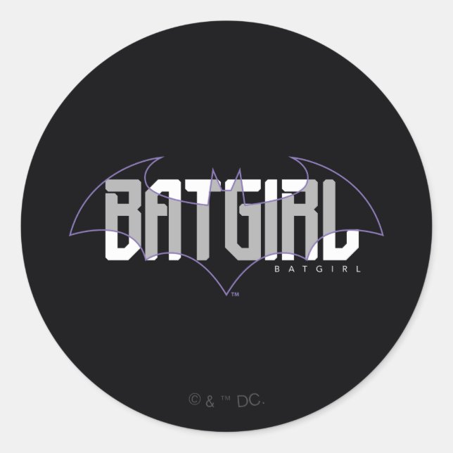 Pegatina Redonda Gráfica de nombre de alta tecnología de Batgirl (Anverso)