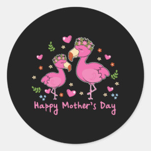 Pegatina Redonda Gráfica de pájaro Flamingo Día de la Madre Feliz d