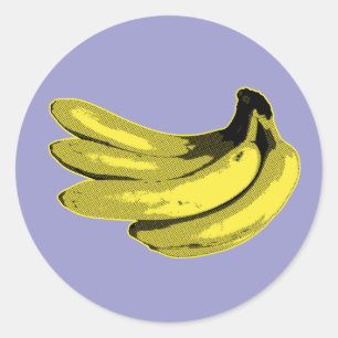 Pegatina Redonda Gráfica de plátano amarillo al estilo Pop Art