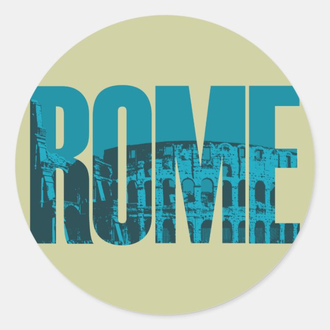 Pegatina Redonda Gráfica de Roma (Anverso)
