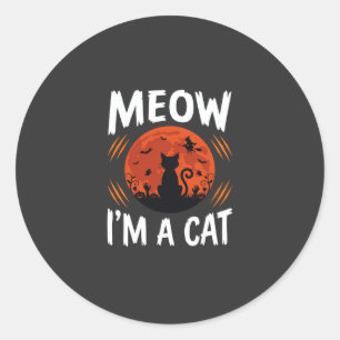 Pegatina Redonda Gráfica de silueta de gato divertido de Halloween