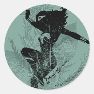 Pegatina Redonda Gráfica del allanamiento de la mujer maravilla