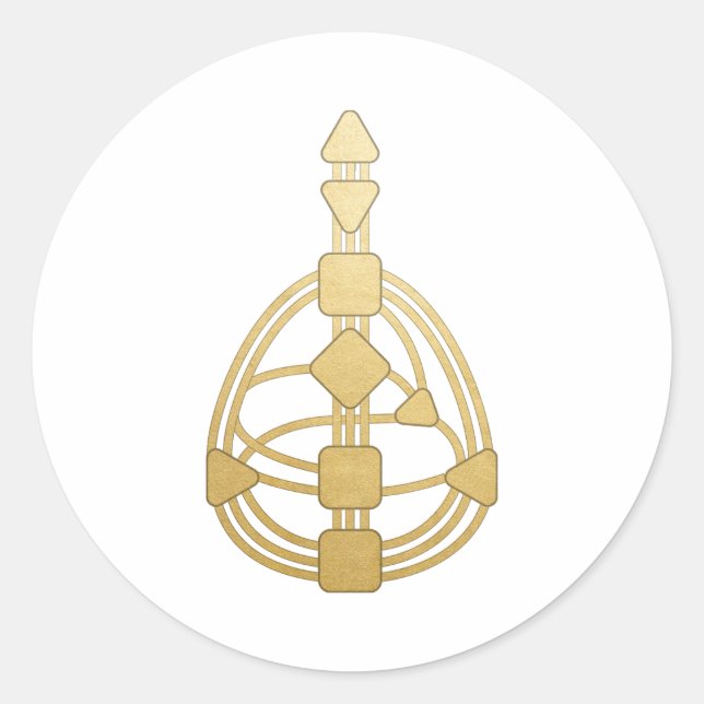 Pegatina Redonda Gráfica del cuerpo de diseño humano de oro (Anverso)