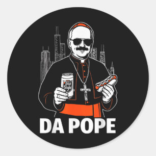 Pegatina Redonda Gráfica del Papa Leo Xiv de Funny Chicago