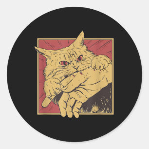 Pegatina Redonda Gráfica divertida de gato Tee Anime Japonés