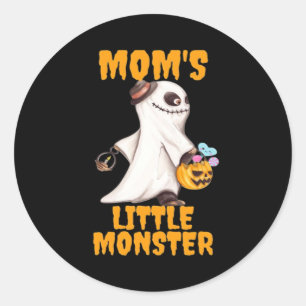Pegatina Redonda Gráfica divertida de mamá, el pequeño monstruo del
