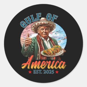 Pegatina Redonda Gráfica divertida de Trump Golfo De Estados Unidos