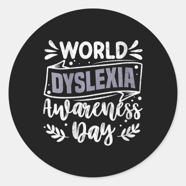 Pegatina Redonda Gráfica divertida del Día Mundial de Concienciació (Anverso)