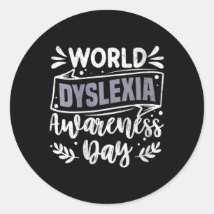 Pegatina Redonda Gráfica divertida del Día Mundial de Concienciació