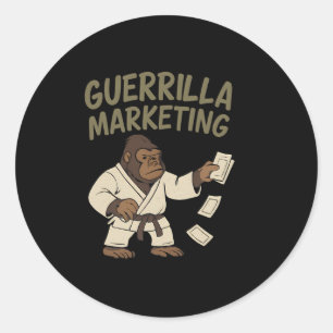 Pegatina Redonda Gráfica divertida del Gorilla Karate Guerrilla Mar