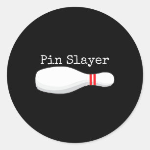 Pegatina Redonda Gráfica divertida en el boliche de Pin Slayer golp