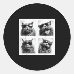 Pegatina Redonda Gráfica divertida foto de gatos Selfie Gracioso _1