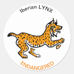 Pegatina Redonda Gráfica- Ibérica LYNX- Animales en peligro de exti