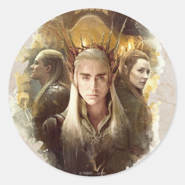 Pegatina Redonda Gráfica Thranduil, LEGOLAS GREENLEAF™ y TAURIEL™ (Anverso)