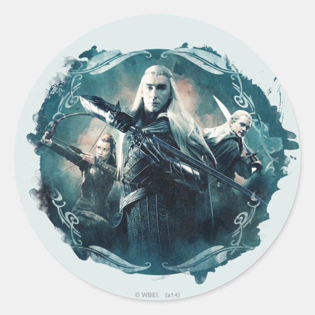 Pegatina Redonda Gráfica Thranduil, TAURIEL™ y LEGOLAS GREENLEAF™ (Anverso)