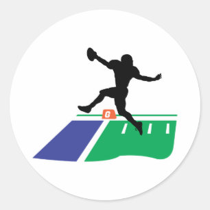 Pegatina Redonda gráfica vectorial de touchdown de fútbol americano