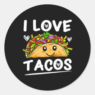 Pegatina Redonda Gráfico 365 Me Encanta Tacos Tee Cinco De Mayo Tac