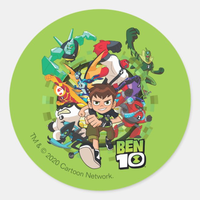 Pegatina Redonda Gráfico Ben 10 Alien Rush (Anverso)