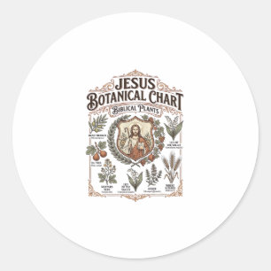Pegatina Redonda Gráfico Botánico Jesús Plantas Bíblicas Jesús Bota