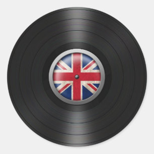Pegatina Redonda Gráfico británico del álbum de disco de vinilo
