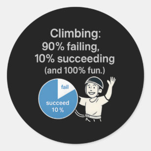 Pegatina Redonda Gráfico circular de escalada 90% Fracaso 10% Gana 