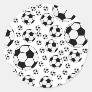 Pegatina Redonda Gráfico clásico de balón de fútbol para fanáticos