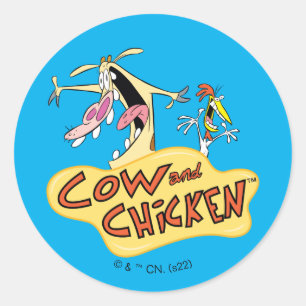 Pegatina Redonda Gráfico con el logotipo de vaca y pollo