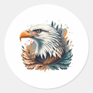 Pegatina Redonda Gráfico de águila estadounidense