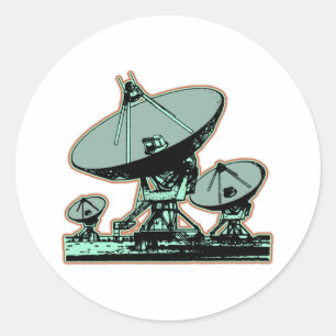 Pegatina Redonda Gráfico de antena parabólica retro