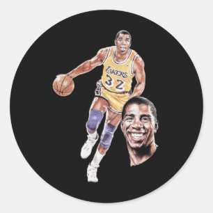Pegatina Redonda Gráfico de arte Magic Johnson