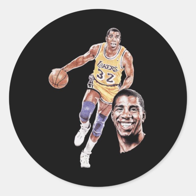 Pegatina Redonda Gráfico de arte Magic Johnson (Anverso)