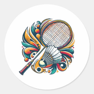 Pegatina Redonda Gráfico de bádminton