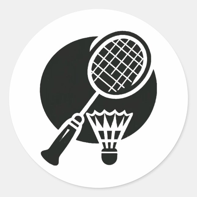 Pegatina Redonda Gráfico de Badminton (Anverso)