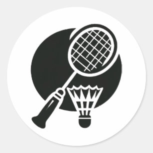 Pegatina Redonda Gráfico de Badminton