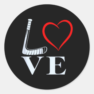 Pegatina Redonda Gráfico de corazón de amor de hockey para fanático
