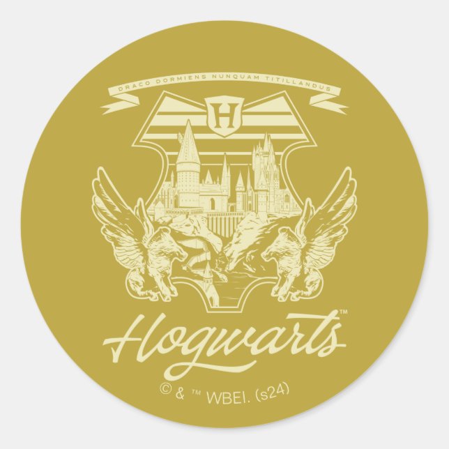 Pegatina Redonda Gráfico de Escudo alado HOGWARTS™ (Anverso)