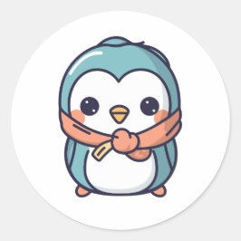 Pegatina Redonda Gráfico de estilo kawaii de Penguin