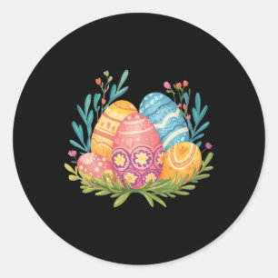 Pegatina Redonda Gráfico de Huevos de Pascua